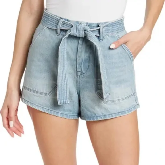 NWT$89 BLANKNYC Belted tie waist denim shorts size 26 Nordstrom - Picture 4 of 6